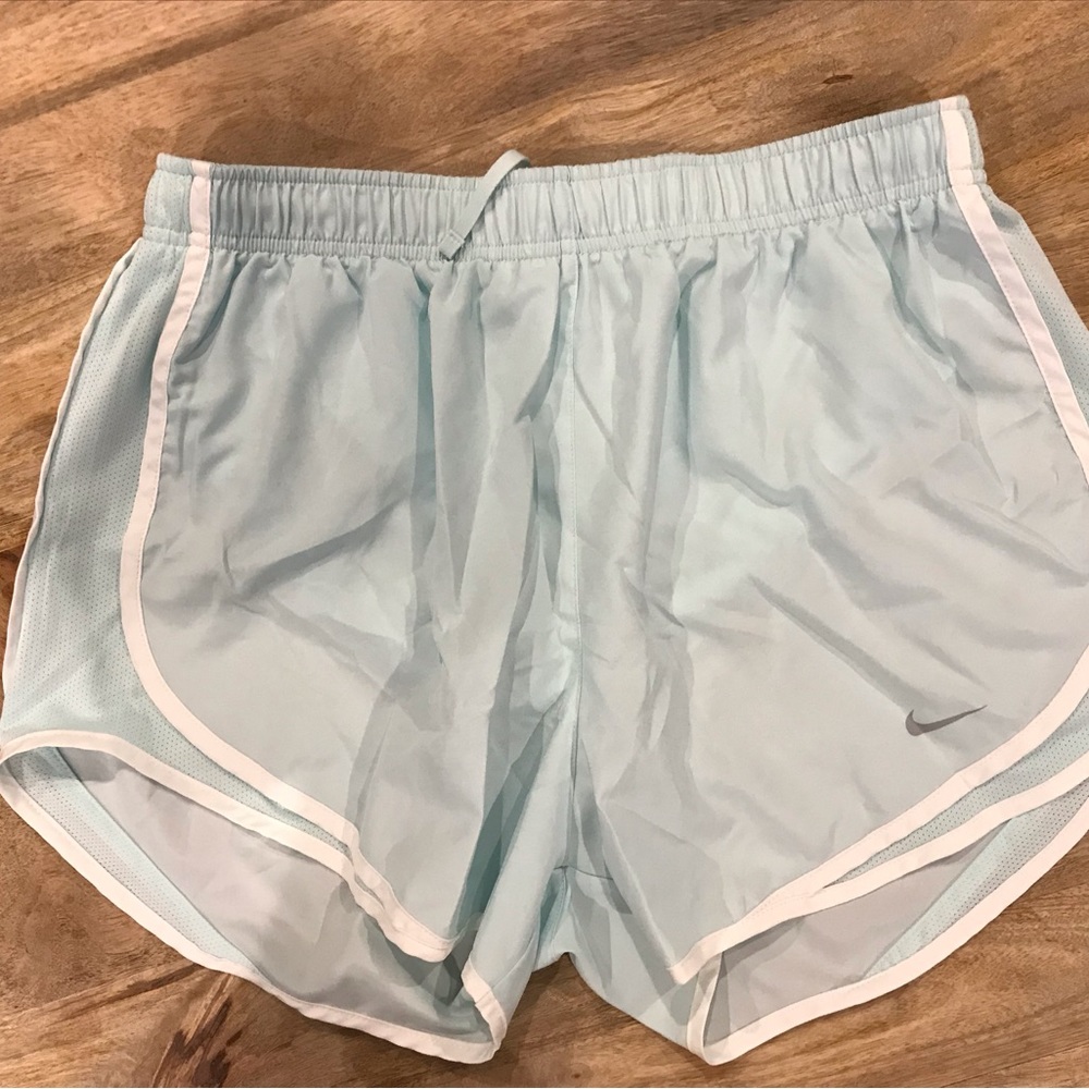 Nike Tempo Women's Running Shorts L light green/blue White Trim Inseam Polyester